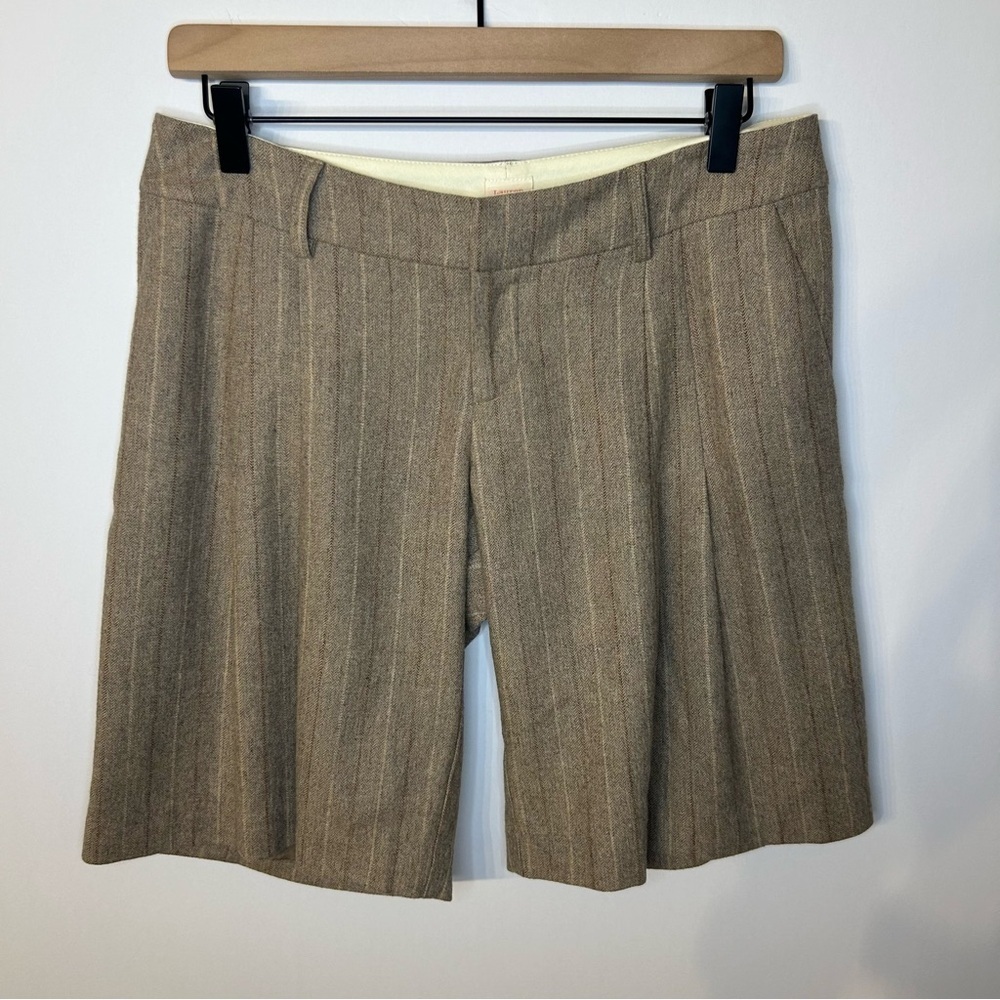Lauren Moffatt from Anthropologie Brown Herringbone Wool Pleated Shorts, Size 2